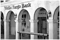 Arcades of Wells Fargo Bank, Old Tucson Studios. Tucson, Arizona, USA ( black and white)