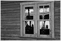 Glass reflections in a window, Old Tucson Studios. Tucson, Arizona, USA ( black and white)