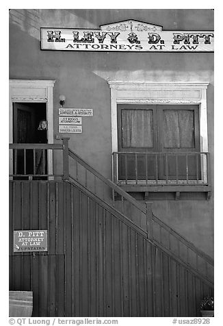 Old west style buildings, Old Tucson Studios. Tucson, Arizona, USA (black and white)