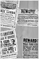 Wanted and Reward signs, Old Tucson Studios. Tucson, Arizona, USA ( black and white)
