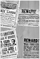 Wanted and Reward signs, Old Tucson Studios. Tucson, Arizona, USA (black and white)