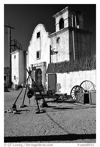 Adobe, Old Tucson Studios. Tucson, Arizona, USA (black and white)