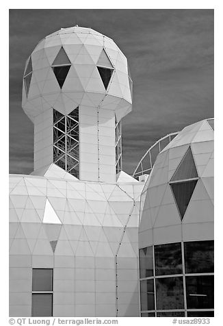 Tower. Biosphere 2, Arizona, USA (black and white)