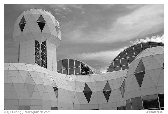 Tower. Biosphere 2, Arizona, USA (black and white)