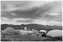 View of the complex. Biosphere 2, Arizona, USA (black and white)