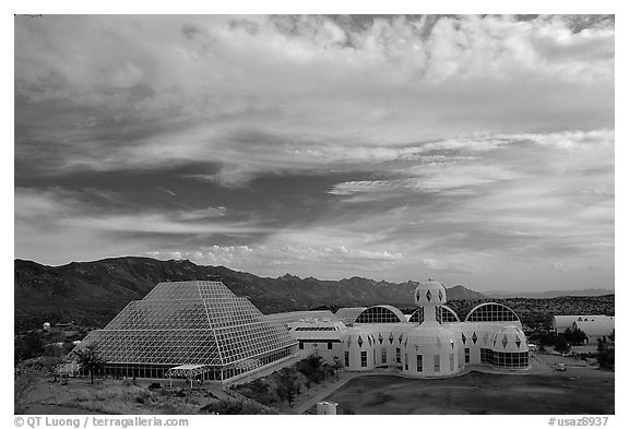 View of the complex. Biosphere 2, Arizona, USA (black and white)
