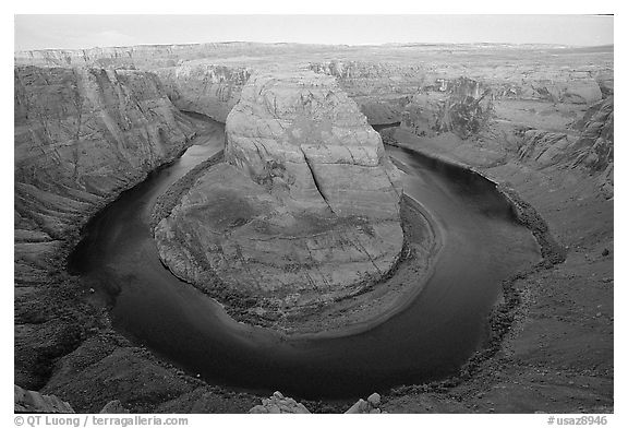 Horseshoe Bend of the Colorado River near Page. Arizona, USA (black and white)