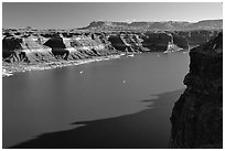 Lake Powell near Hute, Glen Canyon National Recreation Area, Utah. USA ( black and white)