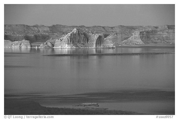 Lake Powell and Castle Rock, Glenn Canyon National Recreation Area, dusk. Arizona, USA