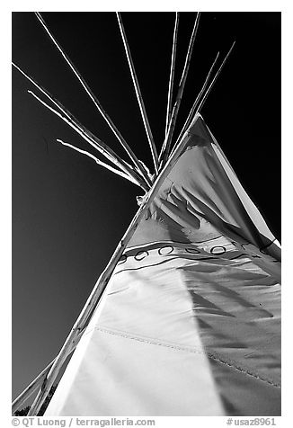 Teepee and blue sky. Arizona, USA (black and white)