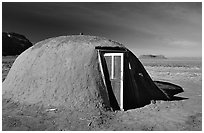 Hogan. Monument Valley Tribal Park, Navajo Nation, Arizona and Utah, USA ( black and white)
