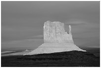 Mitten at sunset. Monument Valley Tribal Park, Navajo Nation, Arizona and Utah, USA ( black and white)