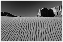 Ripples and mesas. Monument Valley Tribal Park, Navajo Nation, Arizona and Utah, USA ( black and white)