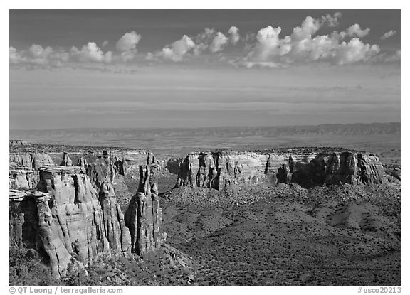 Mesas, Monument Canyon view. Colorado National Monument, Colorado, USA (black and white)