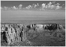 Mesas, Monument Canyon view. Colorado National Monument, Colorado, USA (black and white)