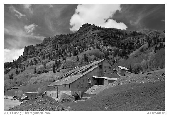 Pandora mine. Telluride, Colorado, USA (black and white)