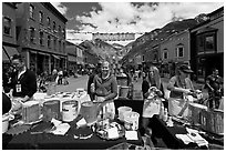 Ice cream booth, Mountainfilm. Telluride, Colorado, USA (black and white)