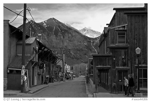 Street with old wooden buildings. Telluride, Colorado, USA