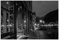 Main street by night. Telluride, Colorado, USA (black and white)