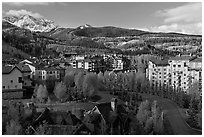 Telluride Mountain Village in the spring. Telluride, Colorado, USA ( black and white)