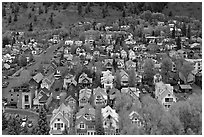 Town seen from above. Telluride, Colorado, USA ( black and white)