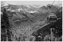 Gondola and valley. Telluride, Colorado, USA ( black and white)