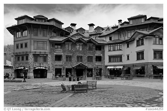 Plaza, Mountain Village. Telluride, Colorado, USA (black and white)