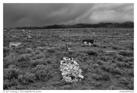 Grave made of loose stones, Villa Grove. Colorado, USA