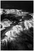 Aerial view of Rocky Mountains in winter. Colorado, USA ( black and white)