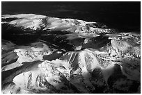 Aerial view of Rocky Mountains with snow. Colorado, USA ( black and white)