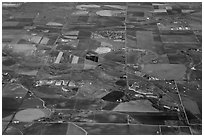 Aerial view of agricultural lands, Front Range. Colorado, USA (black and white)