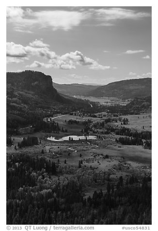 Pagosa Springs valley in the fall. Colorado, USA (black and white)