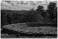 Archeological ruins. Chimney Rock National Monument, Colorado, USA (black and white)