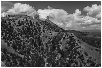 Spires of Cretaceous Period. Chimney Rock National Monument, Colorado, USA ( black and white)