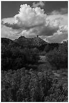 Chimney Rock landscape. Chimney Rock National Monument, Colorado, USA (black and white)