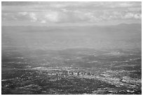 Aerial view of Denver and front range. Colorado, USA (black and white)