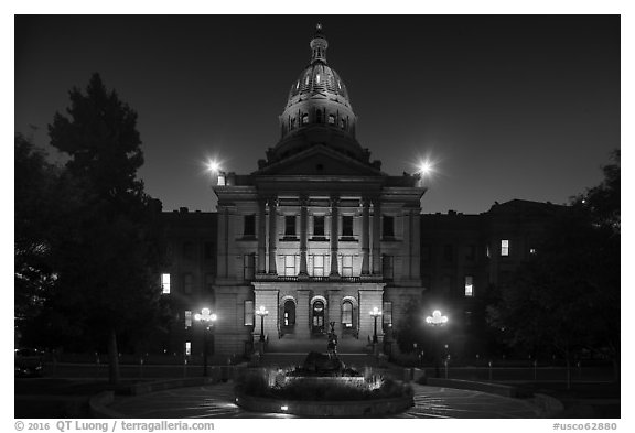 Colorado State Capitol at dusk. Denver, Colorado, USA (black and white)