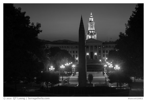 Civic Center Park at dusk. Denver, Colorado, USA (black and white)