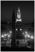 Civic Center Park and Lindsey-Flanigan courthouse at night. Denver, Colorado, USA ( black and white)