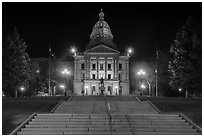Stairs and Colorado State Capitol at night. Denver, Colorado, USA ( black and white)