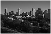 Cherry Creek and city skyline. Denver, Colorado, USA ( black and white)