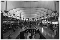 Main concourse, Denver International Airport. Denver, Colorado, USA ( black and white)