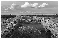 Ruined walls, Lowry Pueblo. Canyon of the Anciens National Monument, Colorado, USA ( black and white)