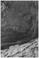 Cliff dwelling under Entrada Sandstone alcove roof. Canyon of the Anciens National Monument, Colorado, USA ( black and white)