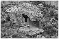 Eroded Boulder House. Hovenweep National Monument, Colorado, USA ( black and white)