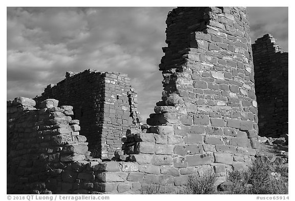 Hovenweep Castle walls. Hovenweep National Monument, Colorado, USA (black and white)
