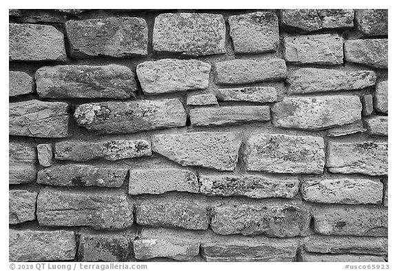 Masonery detail. Yucca House National Monument, Colorado, USA (black and white)