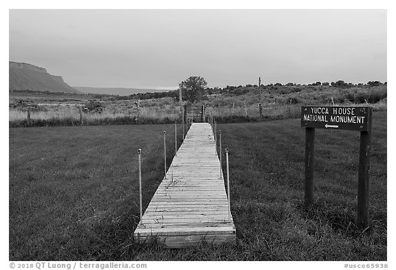 Entrance. Yucca House National Monument, Colorado, USA (black and white)