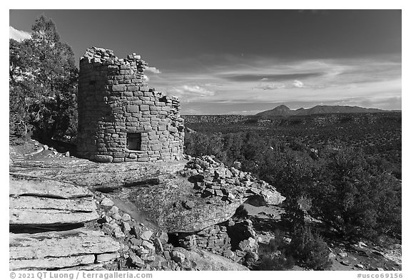 Painted Hand Pueblo tower and landscape. Canyon of the Ancients National Monument, Colorado, USA