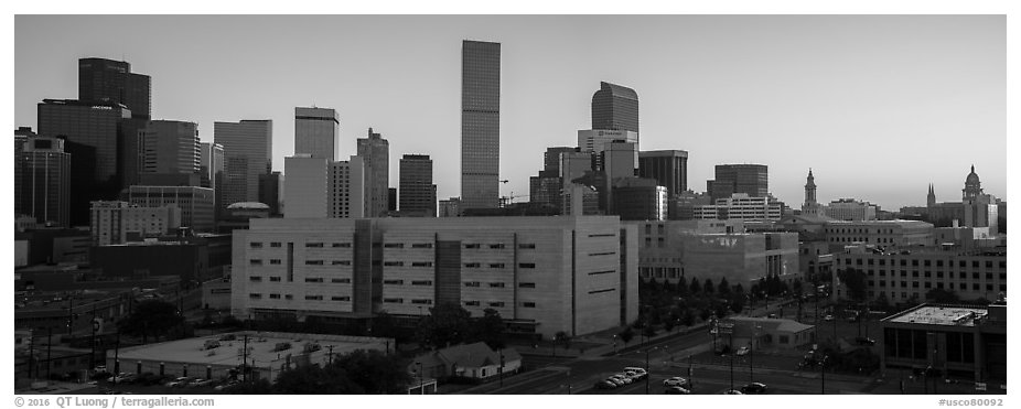 Skyline at sunrise. Denver, Colorado, USA (black and white)